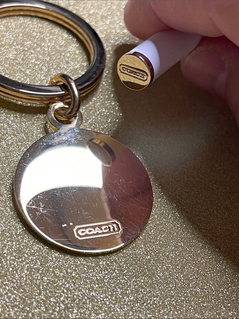 Coach C Logo Keychain and a White Coach Pen - Picture 4 of 5